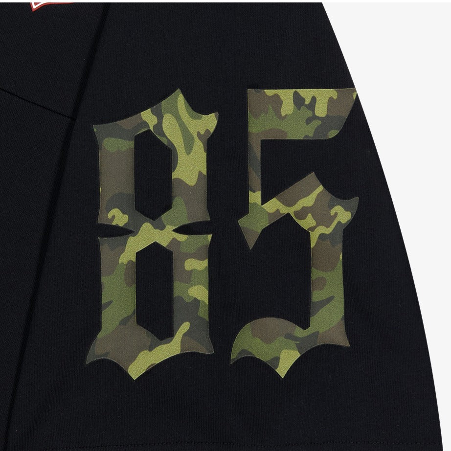 【新品預購】Camo Rugby over Fit 美式風純棉短袖上衣 黑色(男女同款)