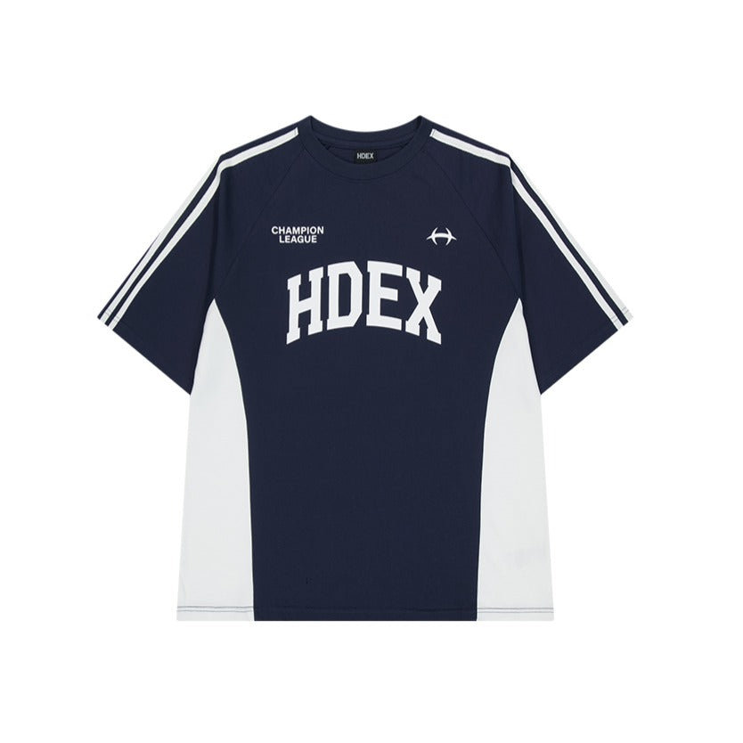 【新品預購】Side Color Block 滾邊撞色棉質運動上衣 深藍色