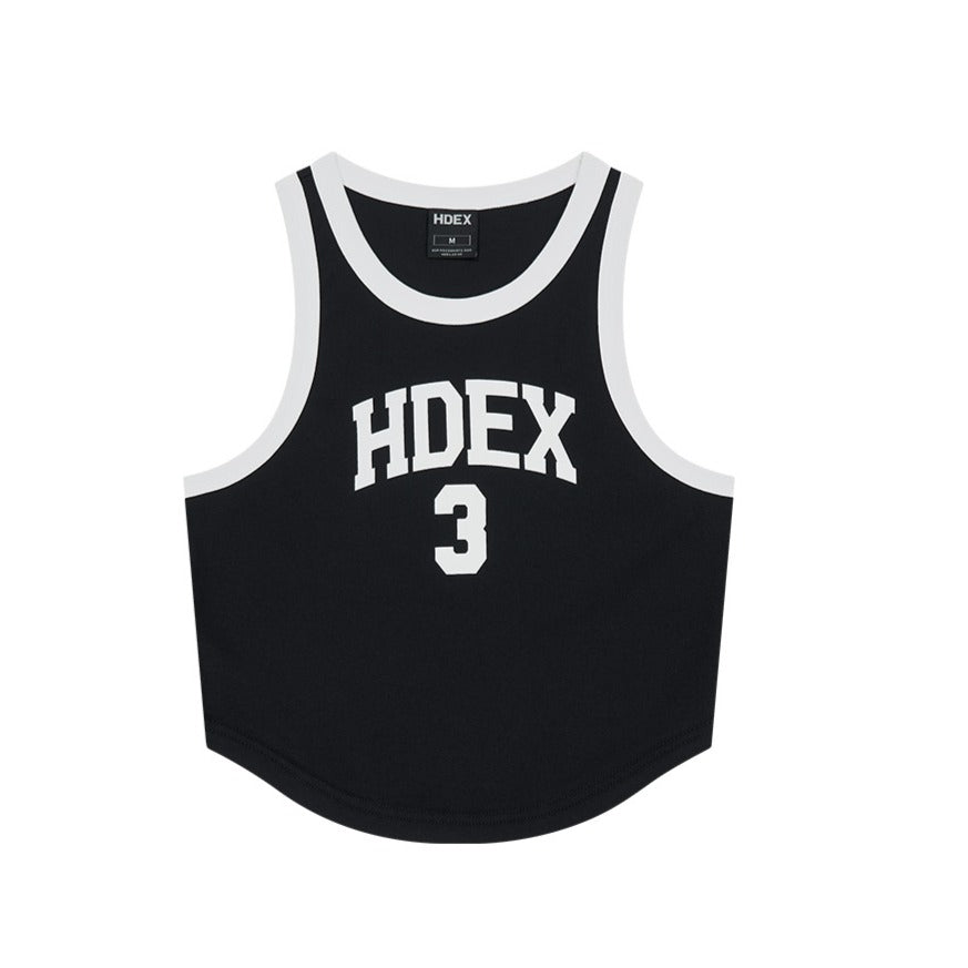 3 Edition 削肩短版滾撞色背心 黑色