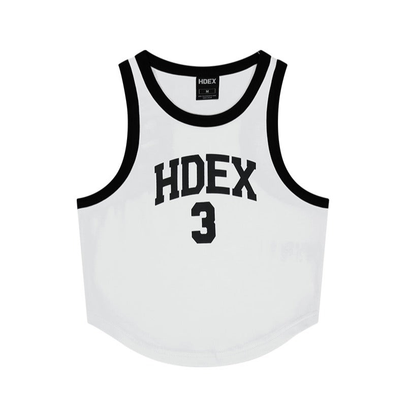 3 Edition 削肩短版滾撞色背心 白色