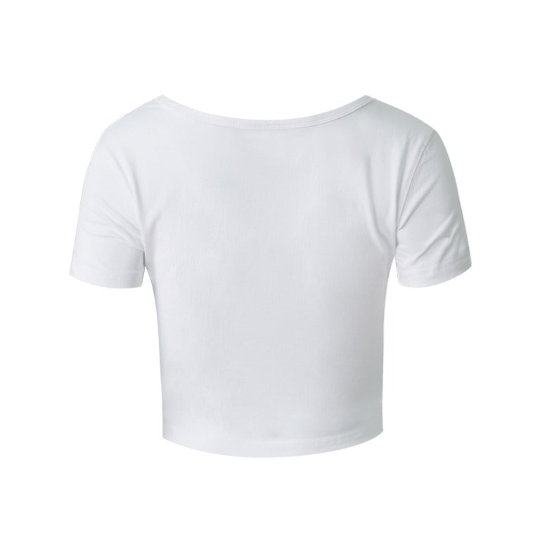 Symbol Deep Neck 短版運動短袖上衣 白色