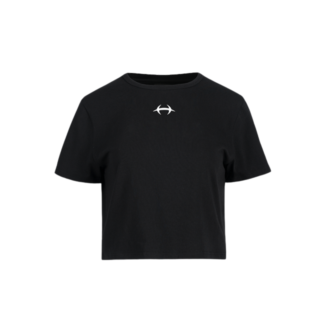 Womens Inhens Symbol 短版短袖上衣 黑色