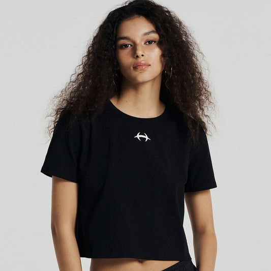 Womens Inhens Symbol 短版短袖上衣 黑色