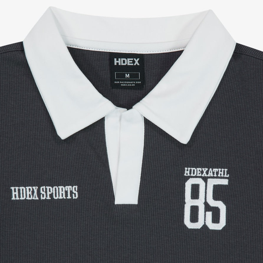 Sporty Open Pique 短版運動短袖上衣 鐵灰色