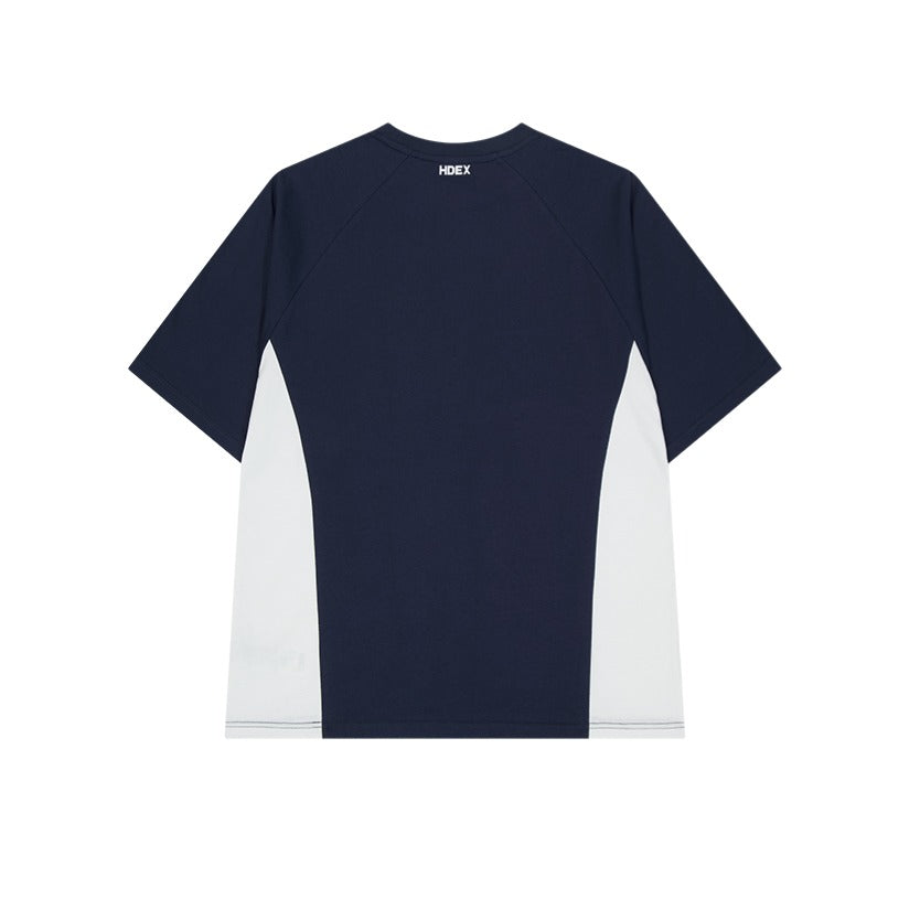 【新品預購】Side Color Block 滾邊撞色棉質運動上衣 深藍色