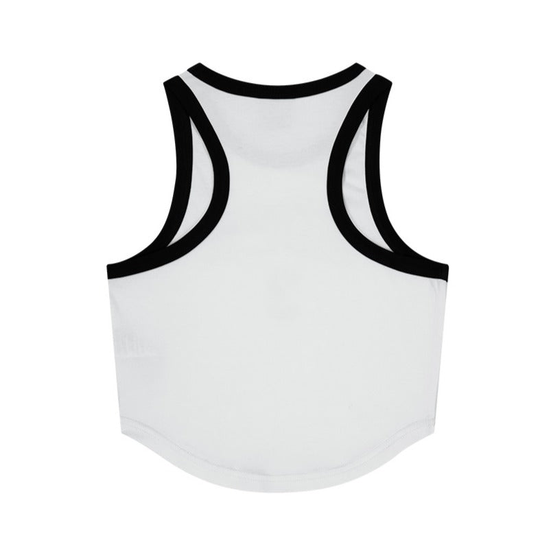 3 Edition 削肩短版滾撞色背心 白色