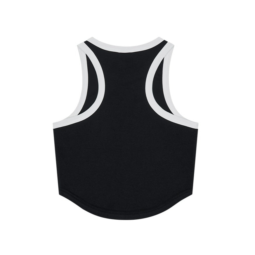 3 Edition 削肩短版滾撞色背心 黑色