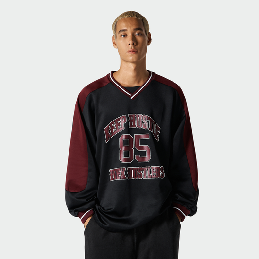 【早鳥優惠】Color Block Jersey 滾邊運動長袖上衣 黑色(男女同款)