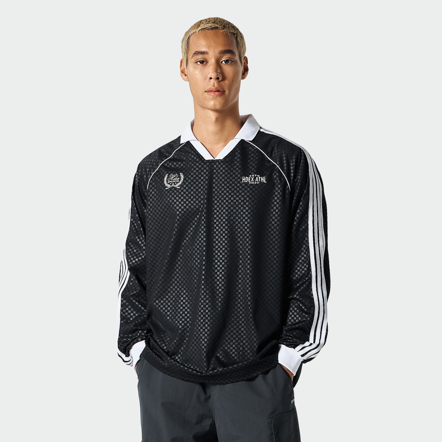 【早鳥優惠】Football Jersey 滾邊撞色長袖上衣 黑色(男女同款)