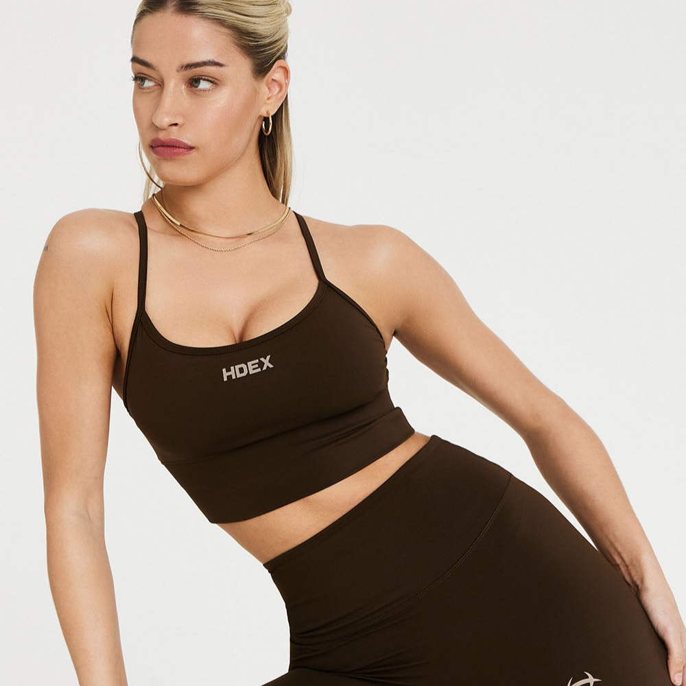 Support 極簡美背交叉運動背心 & 運動褲 深棕色