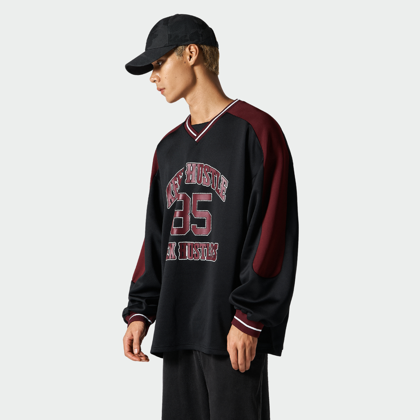 【早鳥優惠】Color Block Jersey 滾邊運動長袖上衣 黑色(男女同款)