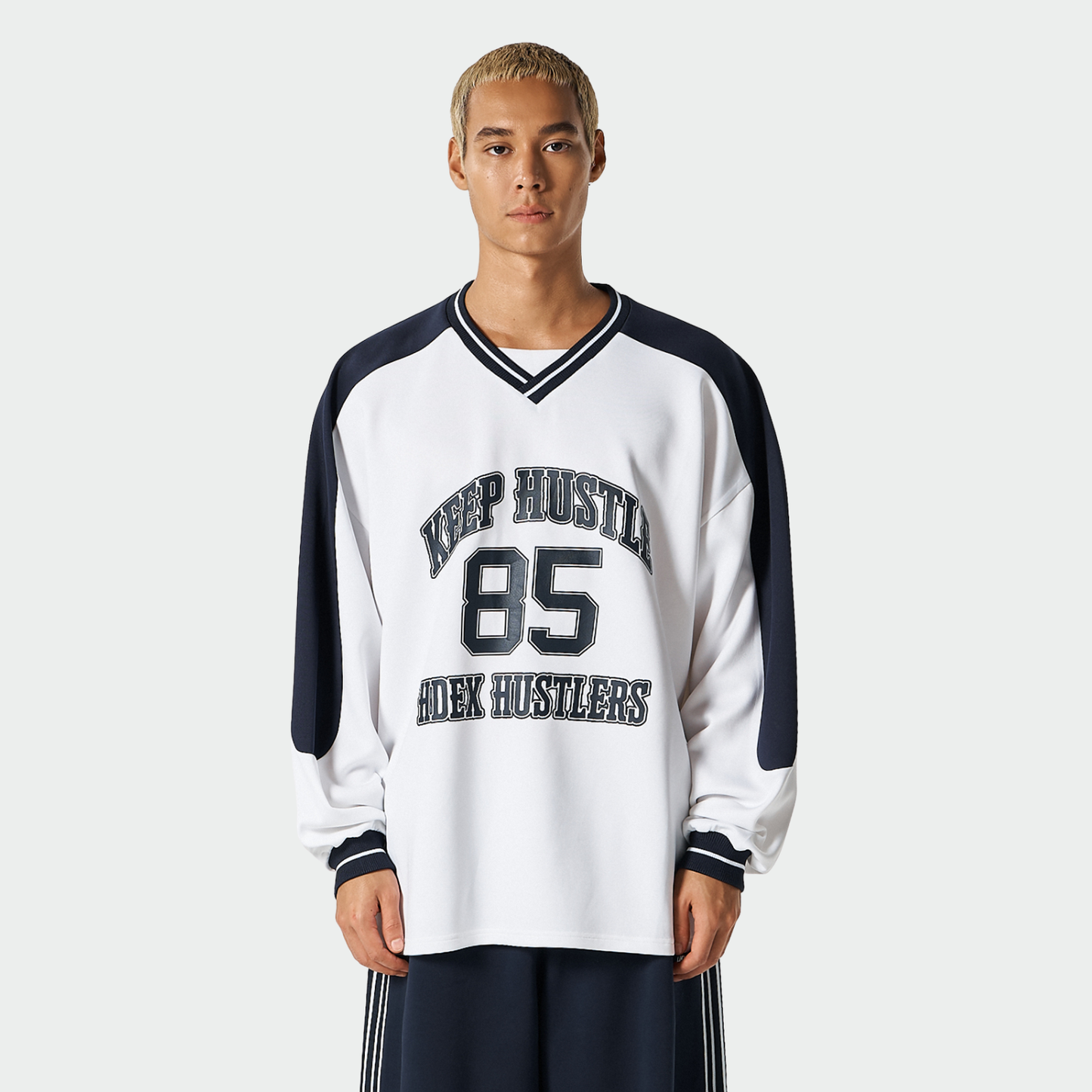 【早鳥優惠】Color Block Jersey 滾邊運動長袖上衣 白色(男女同款)