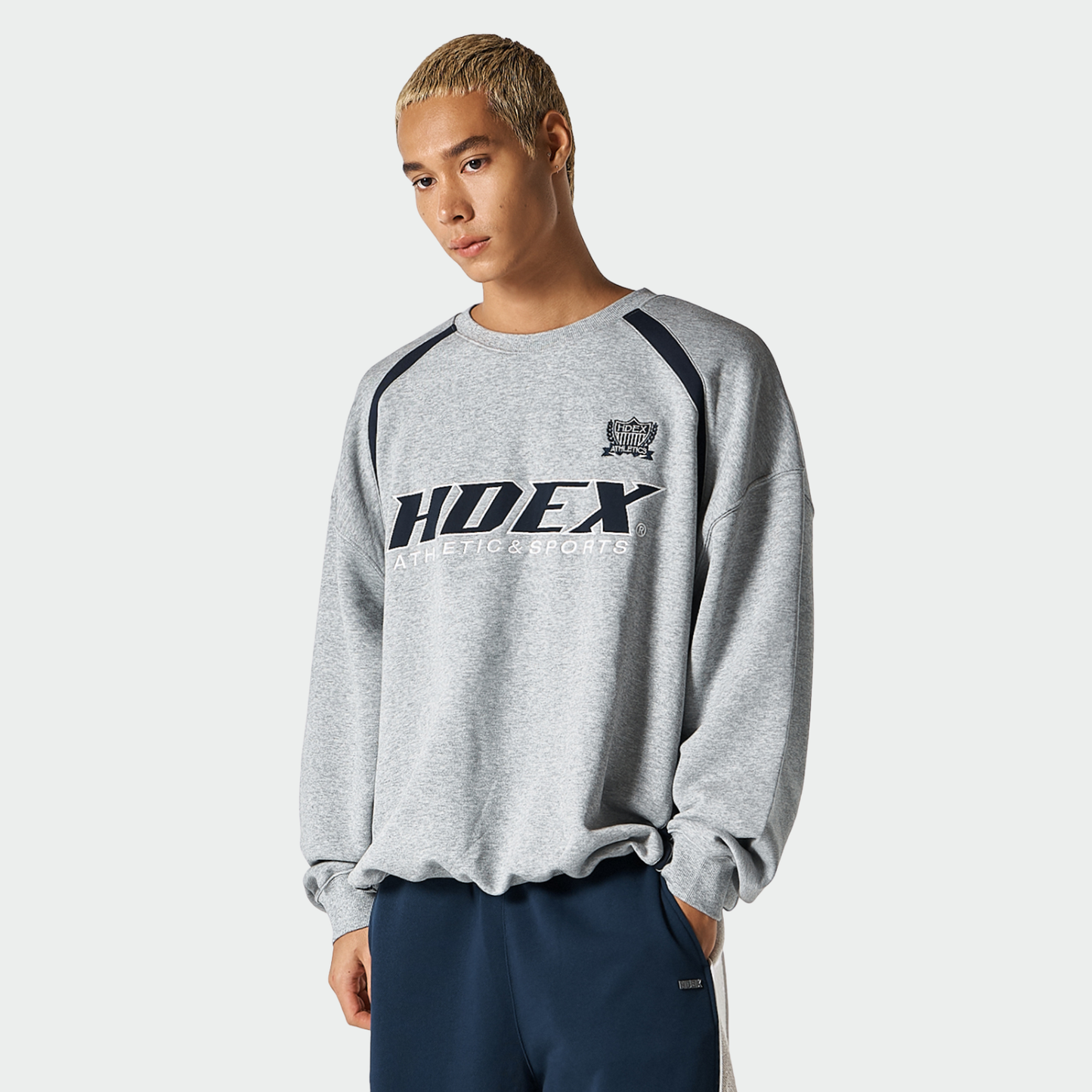 【早鳥優惠】Origin Color Block 滾邊撞色長袖上衣 麻花灰