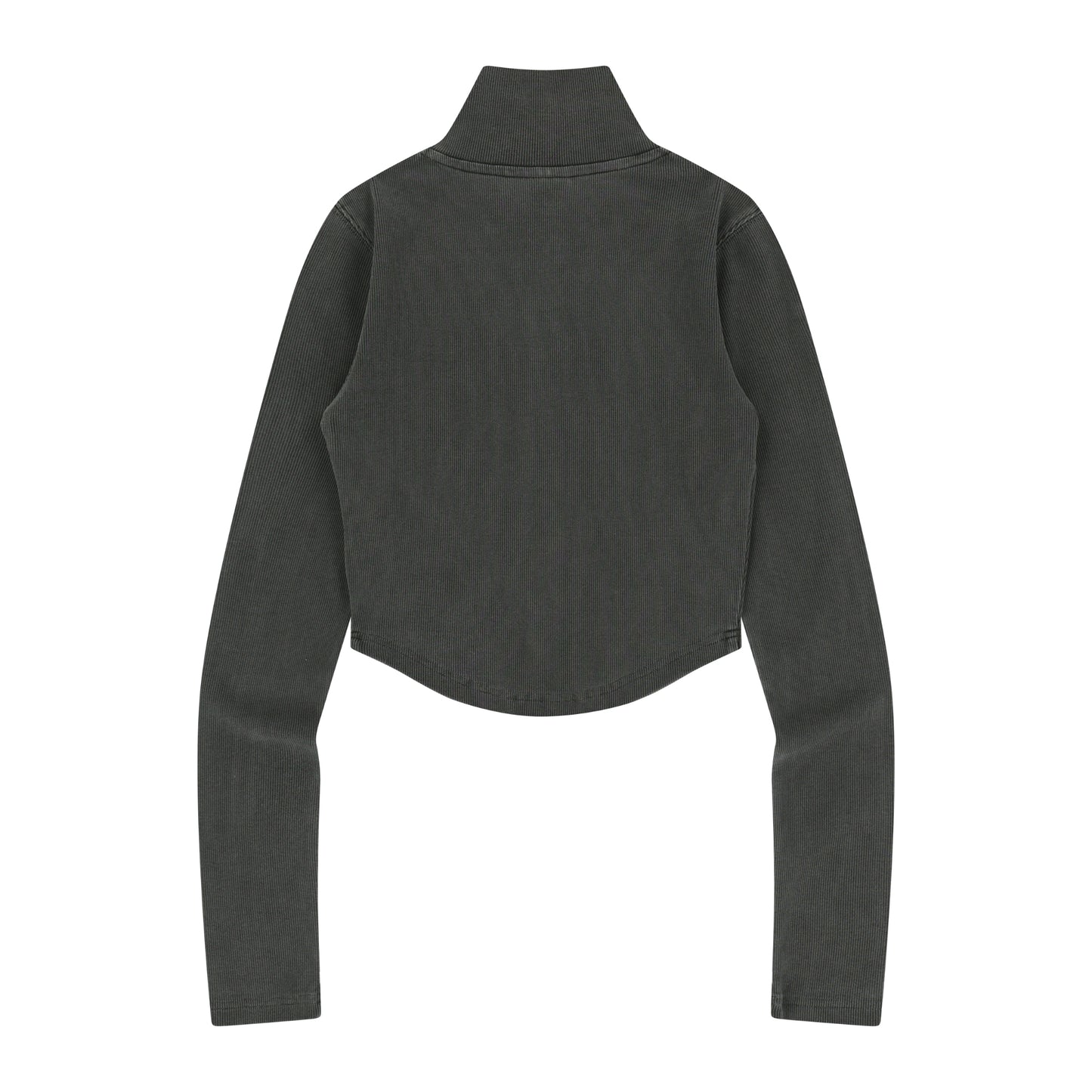 Pigment 經典剪裁短版高領拉鍊外套 碳黑色