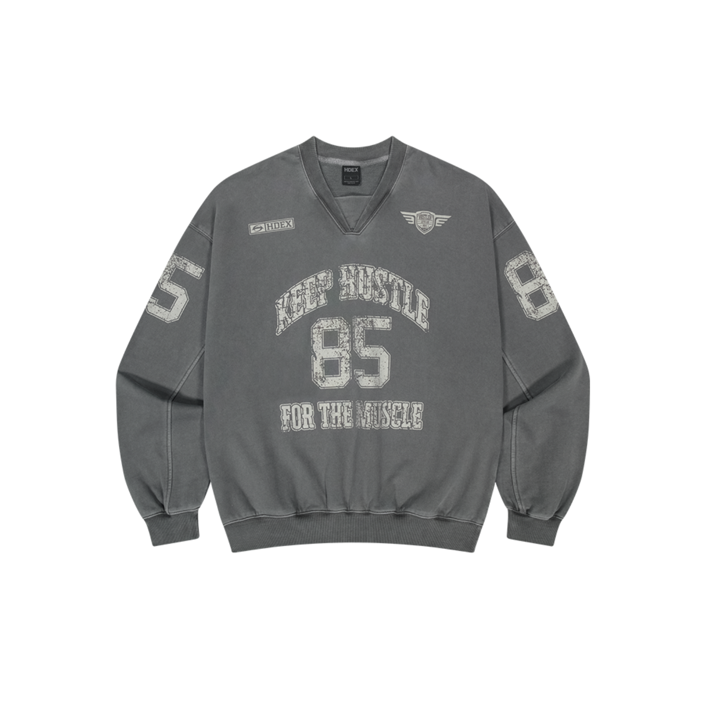 【早鳥優惠】Pigment Rugby 水洗復古風長袖上衣 鐵灰色