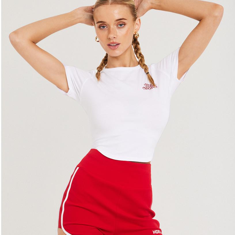 Main Logo 滾邊撞色運動短褲 紅色