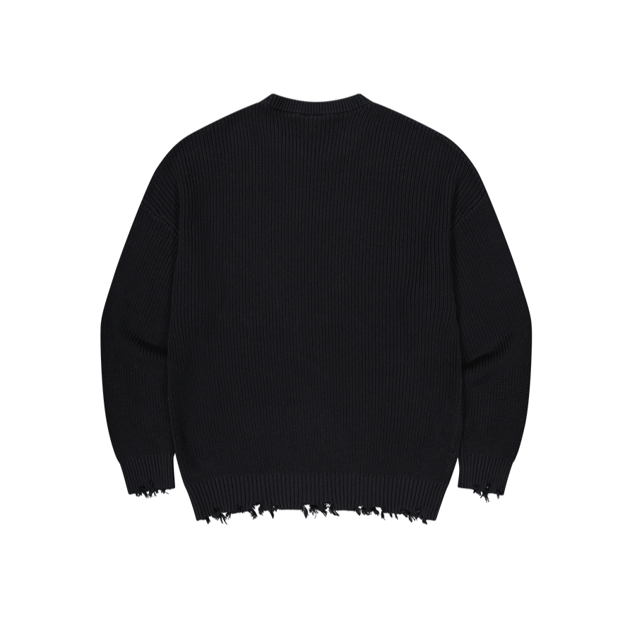 【早鳥優惠】Damage Pullover 街頭風純棉毛衣 黑色