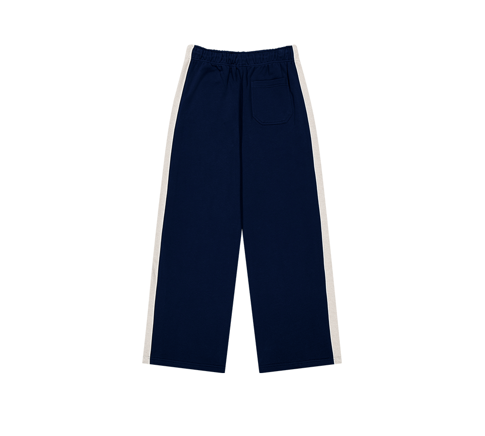【新品預購】Reverse 滾邊撞色寬版運動長褲 深藍色(男女同款)