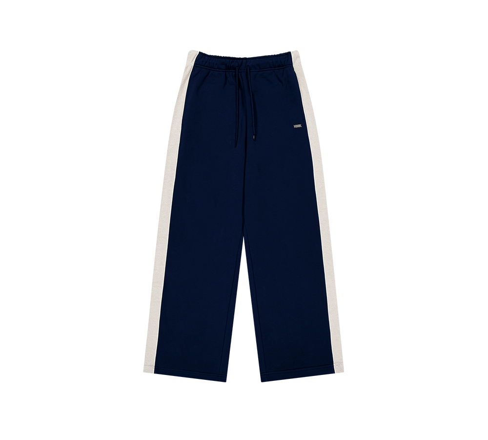 【新品預購】Reverse 滾邊撞色寬版運動長褲 深藍色(男女同款)