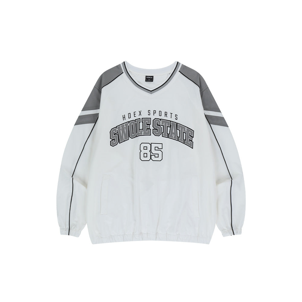 Color Block 撞色滾邊長袖運動上衣 白色