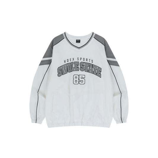 Color Block 撞色滾邊長袖運動上衣 白色