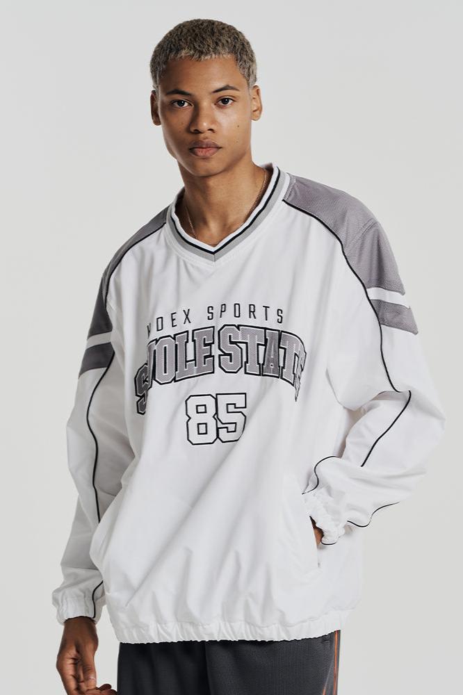 Color Block 撞色滾邊長袖運動上衣 白色