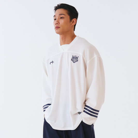 Mixed Mesh Rugby 透氣網眼長袖上衣 白色