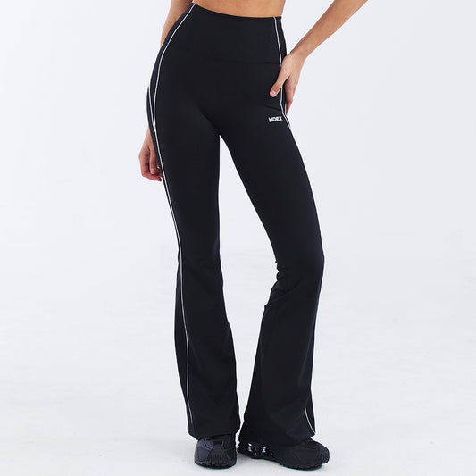 SUPPORT PIPING  喇叭修身運動褲 黑色