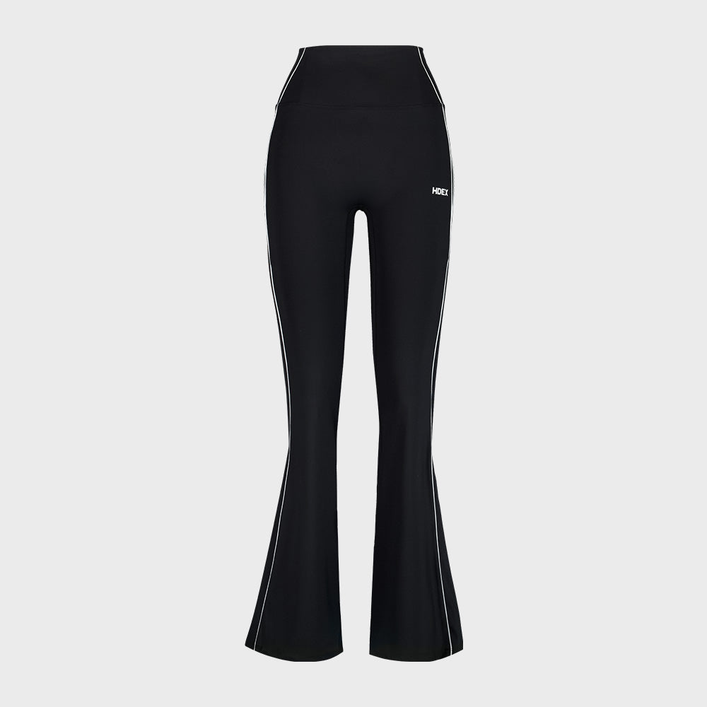 SUPPORT PIPING  喇叭修身運動褲 黑色