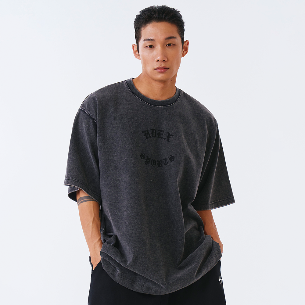 【新品預購】Old Faded 水洗復古風純棉短袖上衣 黑色