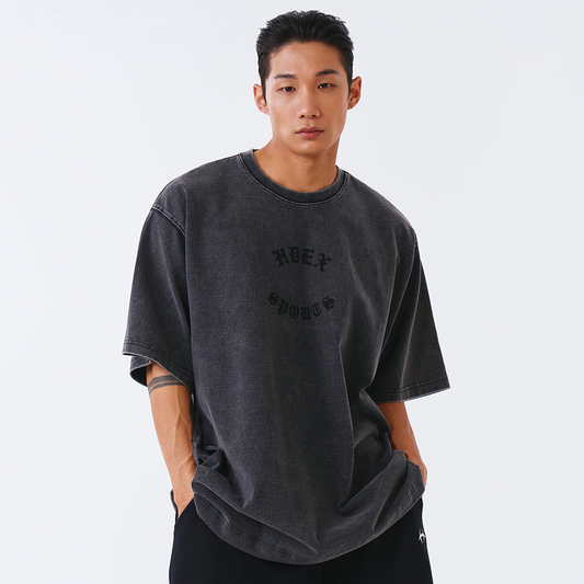 Old Faded 水洗復古風純棉短袖上衣 黑色