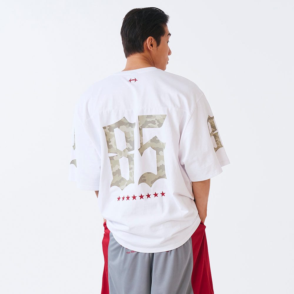 【新品預購】Camo Rugby over Fit 美式風純棉短袖上衣 白色(男女同款)