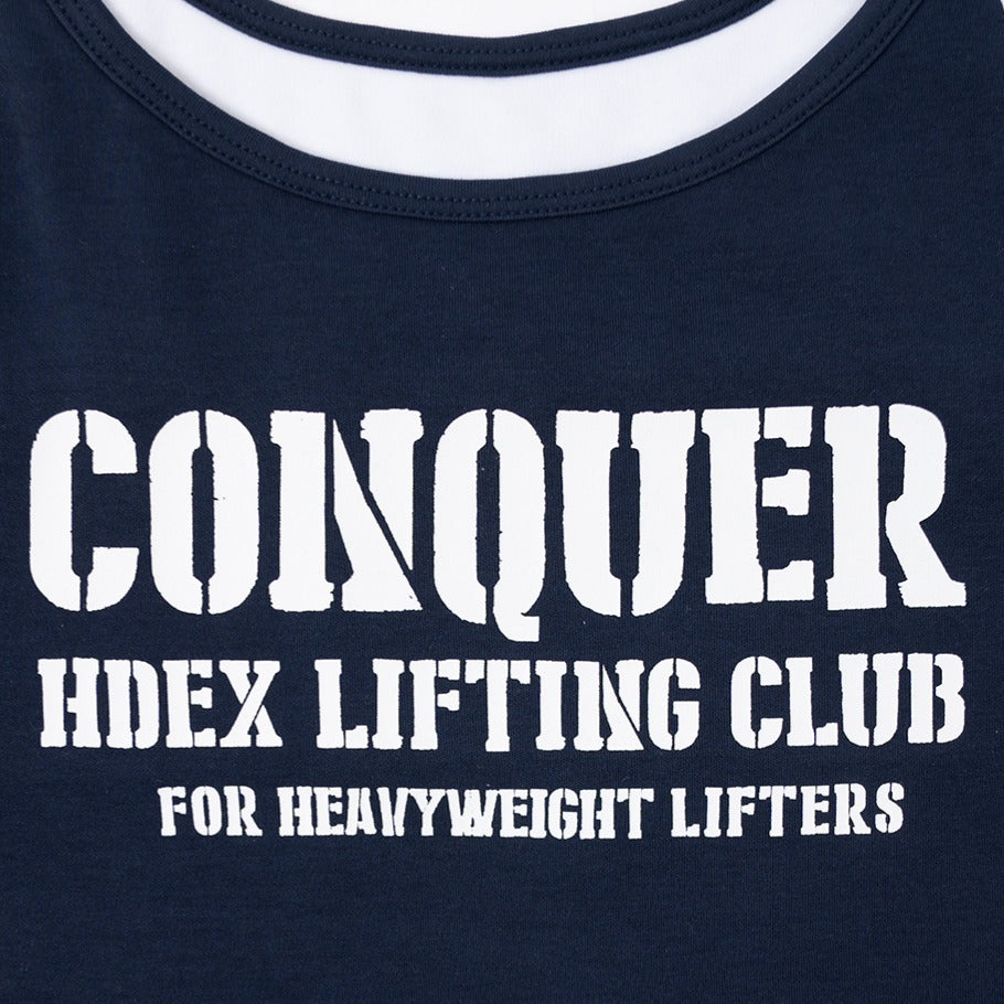 CONQUER 撞色雙繩繞頸背心 深藍色