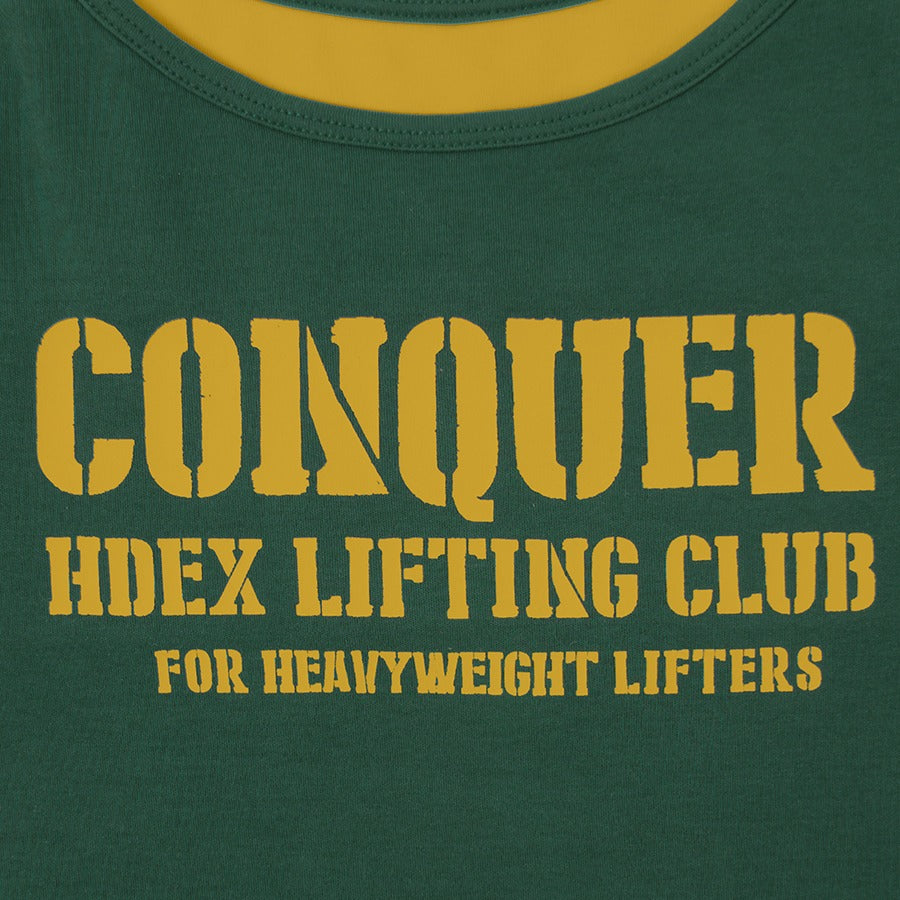 CONQUER 撞色雙繩繞頸背心 深綠色