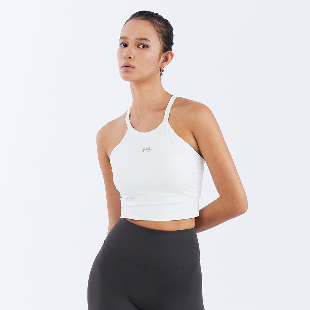 SUPPORT 掛脖美背交叉運動背心 白色