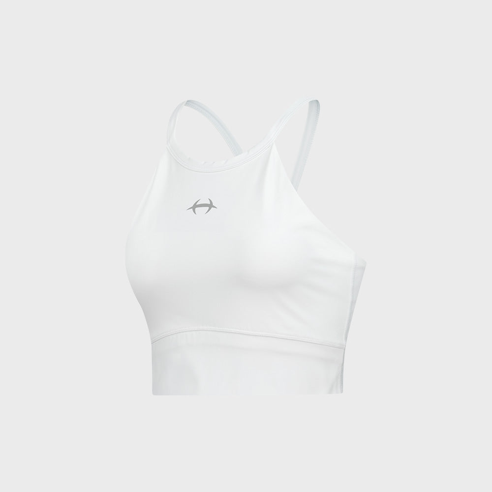 SUPPORT 掛脖美背交叉運動背心 白色