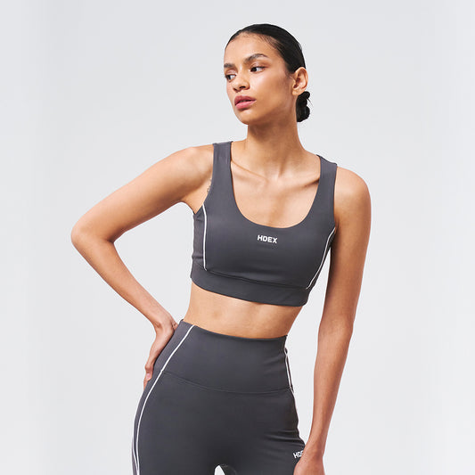 SUPPORT PIPING 羅紋運動背心 深灰色