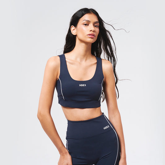 SUPPORT PIPING 羅紋運動背心 深藍色