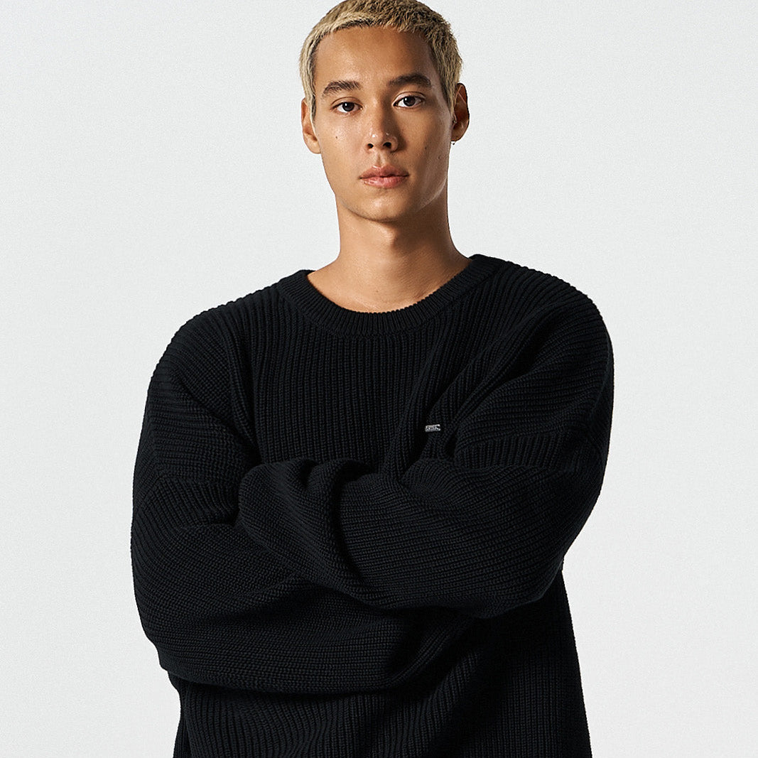 【早鳥優惠】Damage Pullover 街頭風純棉毛衣 黑色