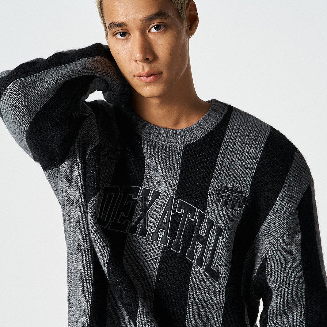 【早鳥優惠】Athletic Stripe 條紋撞色毛衣 黑色