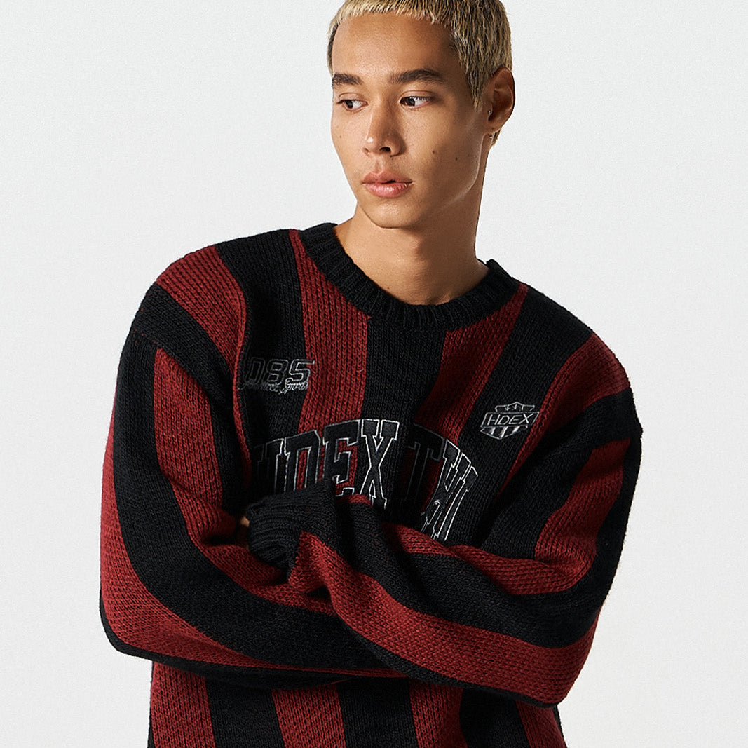 【早鳥優惠】Athletic Stripe 條紋撞色毛衣 紅色