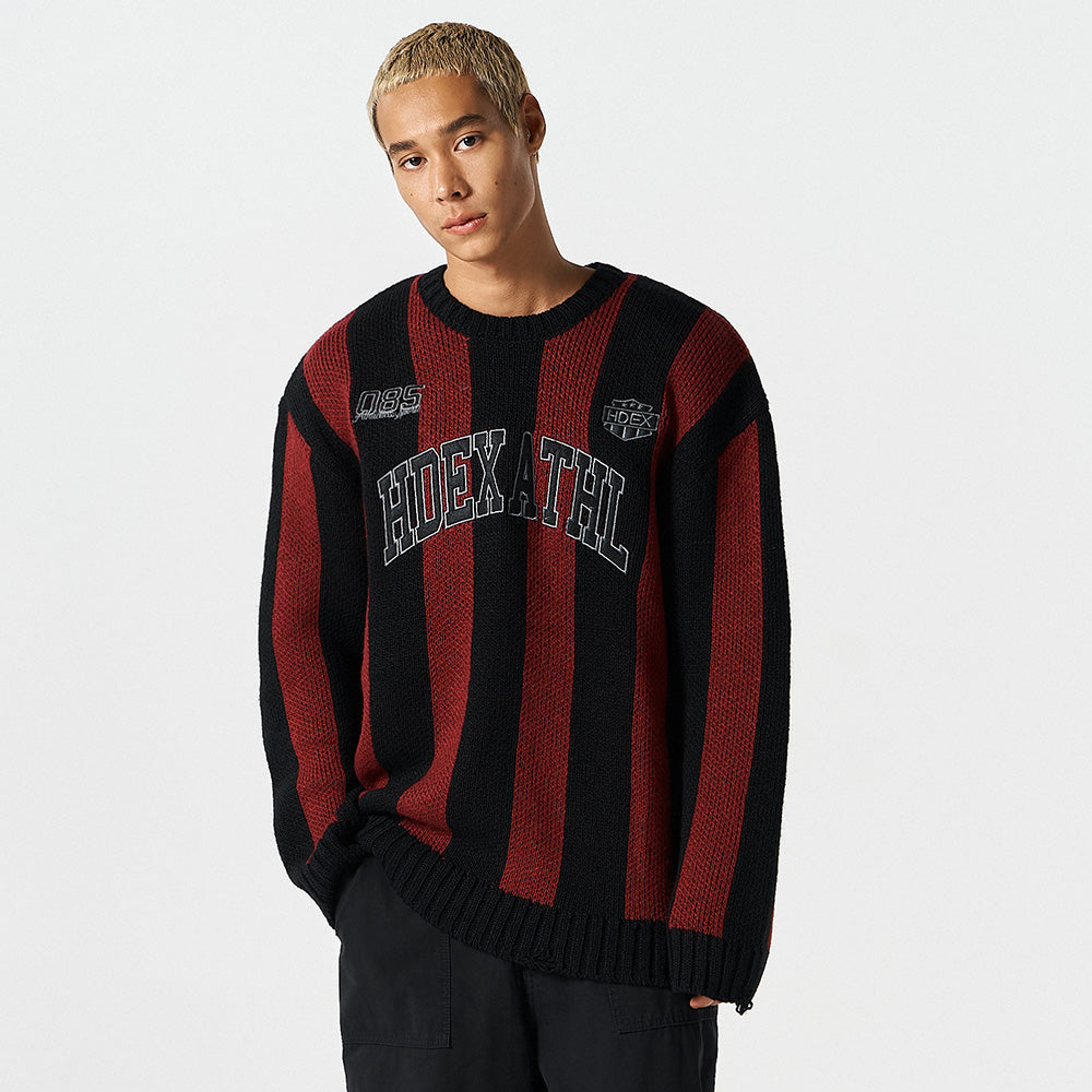 【早鳥優惠】Athletic Stripe 條紋撞色毛衣 紅色