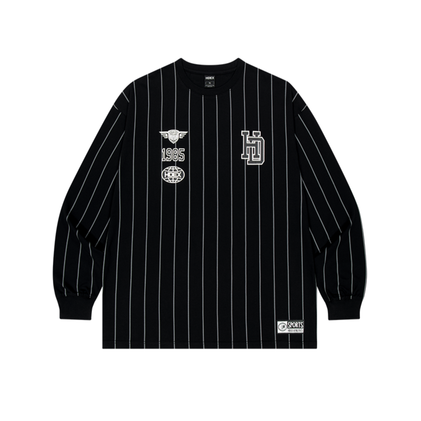 Stripe Sports 美式條紋休閒長袖上衣 黑色