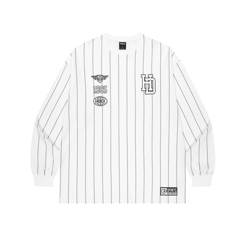 Stripe Sports 美式條紋休閒長袖上衣 白色