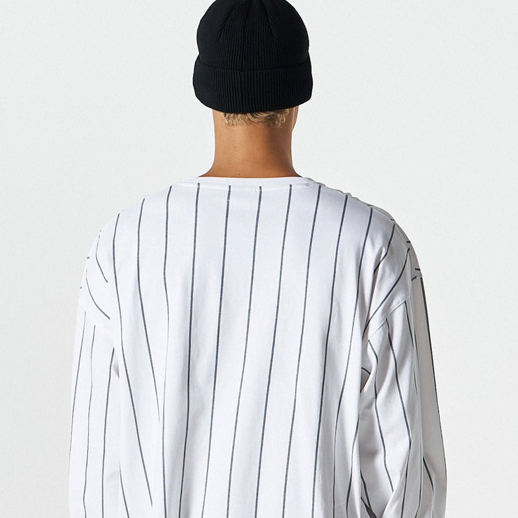 Stripe Sports 美式條紋休閒長袖上衣 白色