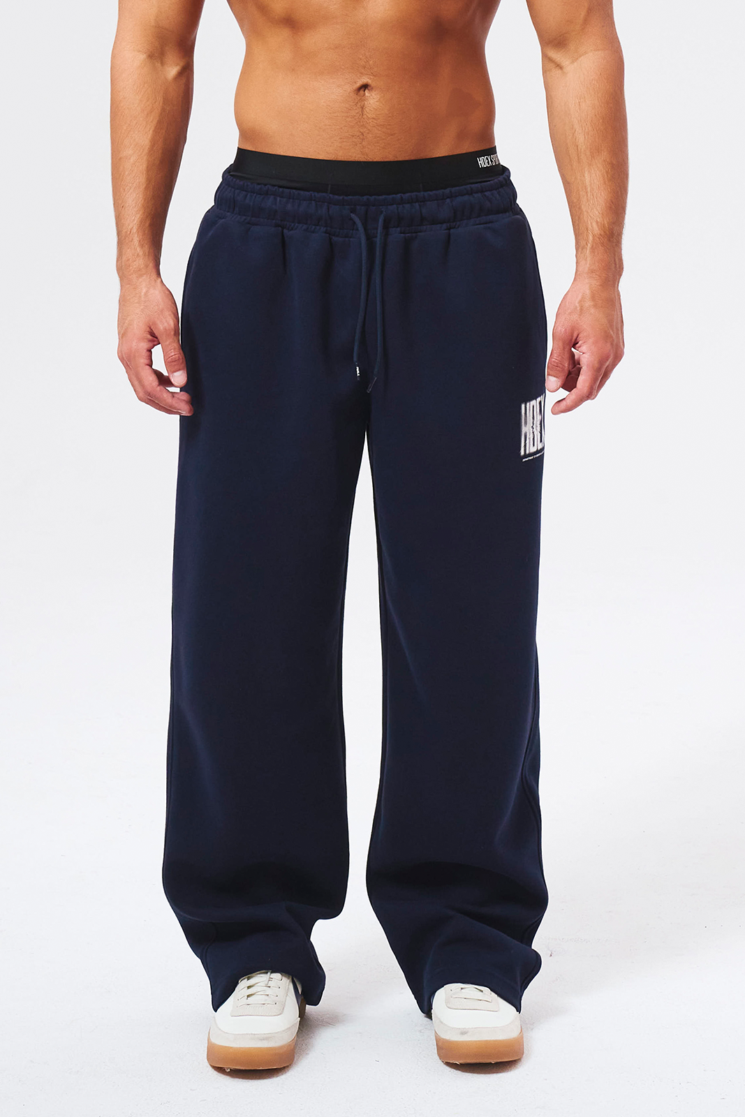 【新品預購】Crack Printed 直筒運動長褲 深藍色