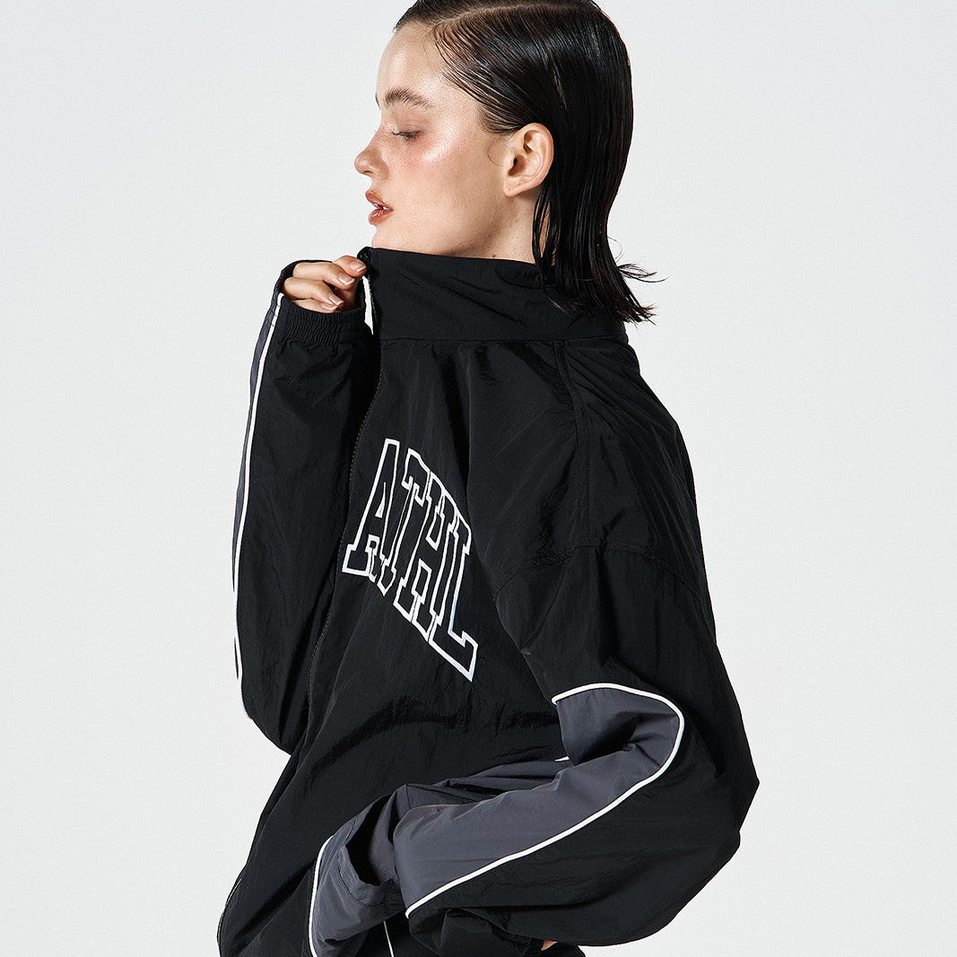 【早鳥優惠】Athletic Color 滾邊撞色尼龍防風外套 黑色(男女同款)