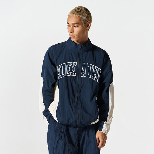 Athletic Color 滾邊撞色尼龍防風外套 深藍色(男女同款)