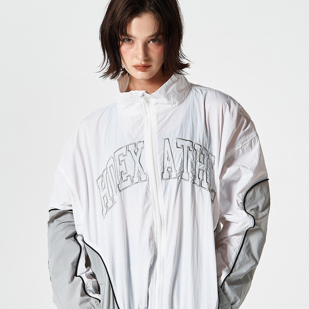 【早鳥優惠】Athletic Color 滾邊撞色尼龍防風外套 白色(男女同款)