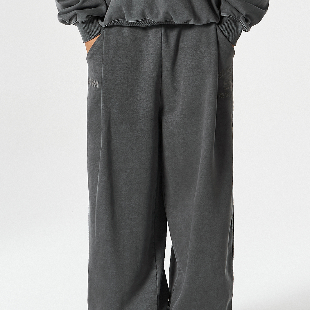 【早鳥優惠】Pigment Wide 水洗復古風寬鬆運動長褲 鐵灰色